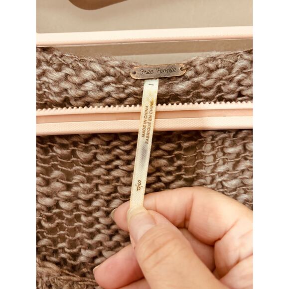 Free People Brown Oversized Aztec Wool Mohair Blend Knit Pullover Sweater Size S - Picture 7 of 11